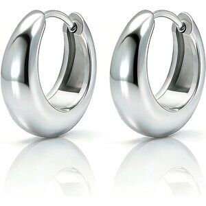 Chunky Small Hoop Earrings for Women 14mm/16mm/19mm Stainless Steel Huggie Earri